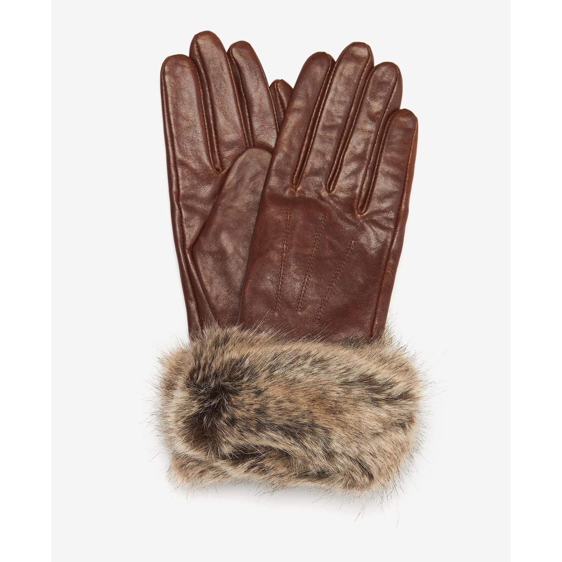 Barbour Fur Trim Leather Gloves